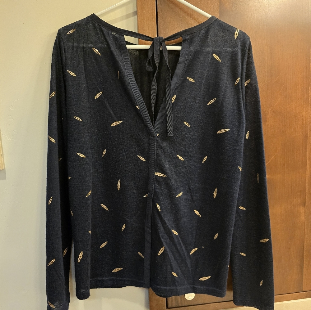 Navy sweater with gold leaves